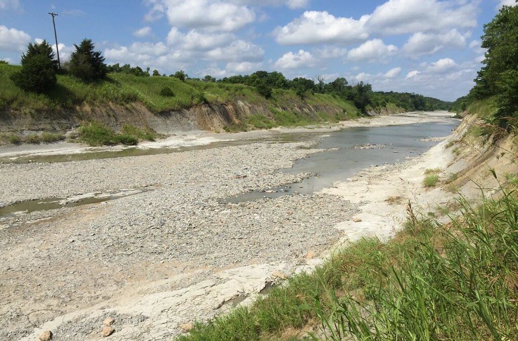 The current, severely eroded North Sulphur Riverbed