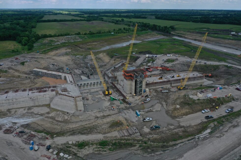Intake structure as of spring 2024 - Lake Ralph Hall