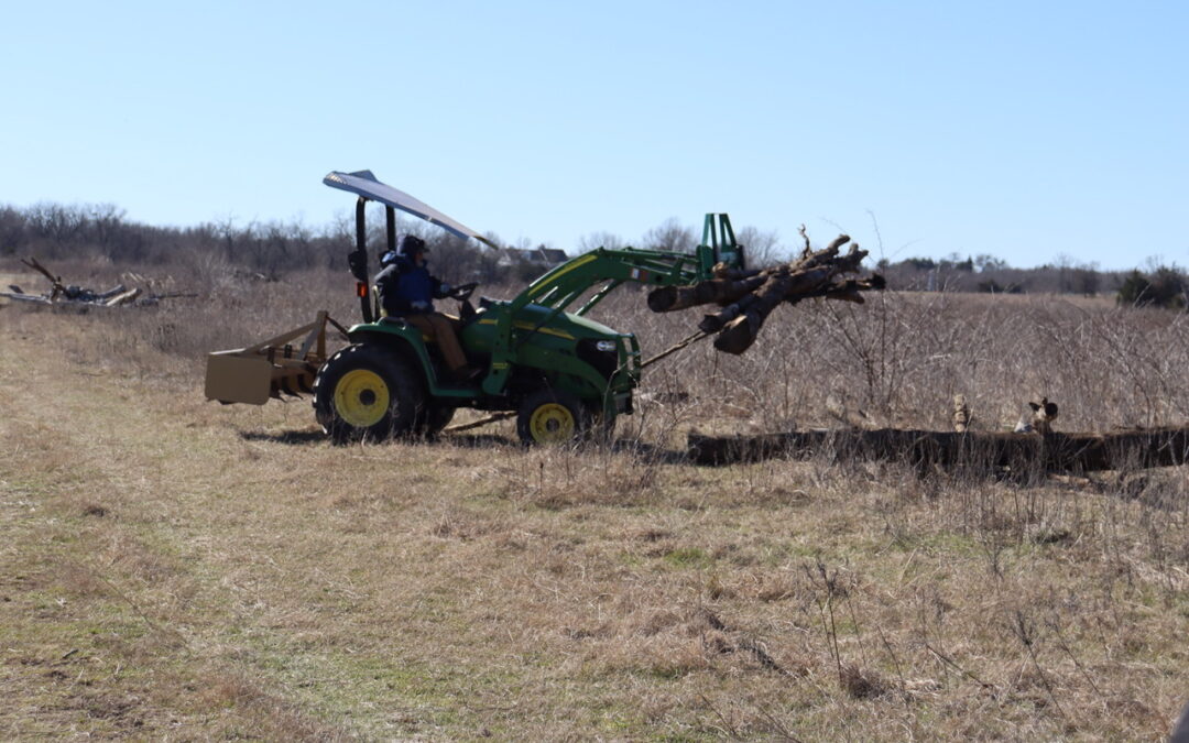 Placing logs for “spider hump” fish habitat structures January 2025