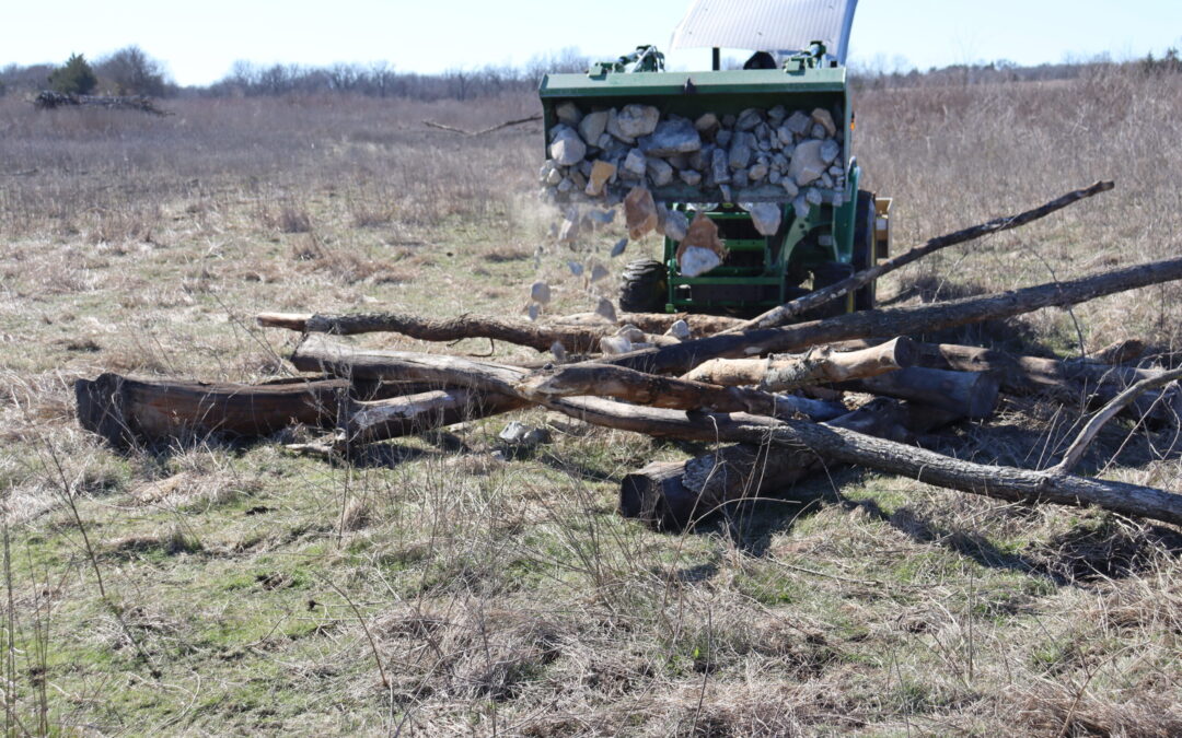 Adding rocks to make fish habitat structures January 2025