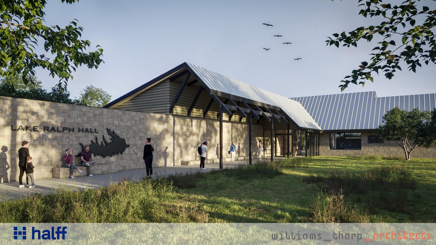 2025 10 29 Lake Ralph Hall - Enscape Entrance - Logo - Lake Ralph Hall