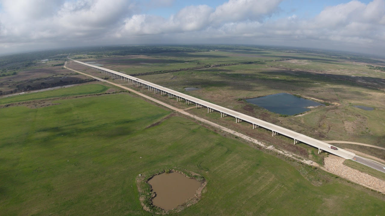 Overview of completed FM 1550 Bridge - April 2026 - Lake Ralph Hall Overview of completed FM 1550 Bridge - April 2026