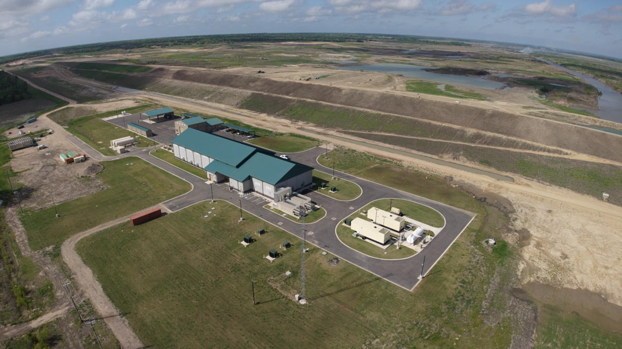 Aerial of the finished pump station - April 2026 - Lake Ralph Hall Aerial of the finished pump station - April 2026